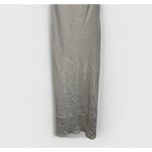 Sincerely Jules Dress Large Midi Gray Silky Cowl Neck Slip Stretch Fairy 90s Y2K - Picture 5 of 9